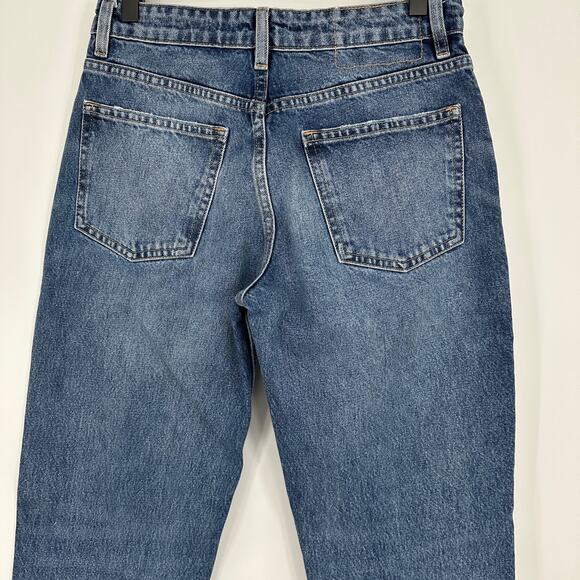 Zara ZW The Mid Waist Straight Leg Button Fly Cotton Womens Jeans US 4 - Picture 5 of 11